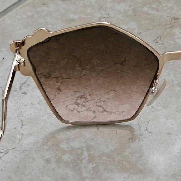 NWOT FENDI GEOMETRIC PENTAGON ITALY METAL PINK CRYSTAL OVERSIZED SUNGLASSES main image 6